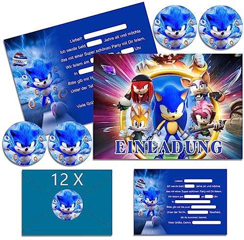 IRONIUM 12x Einladungskarten Kindergeburtstag Junge mit Umschlag Deutsch, Kindergeburtstags Party Einladungen, Cartoon Geburtstag Einladungskarten Set für Themed Party (A6) (B)