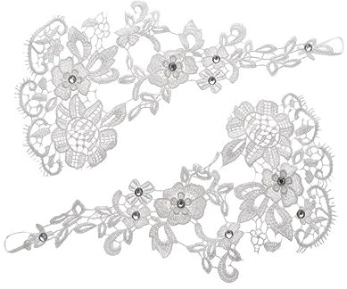 Leadigol Hochzeit Braut Spitze Handschuhe Fingerlose Braut Handschuhe Floral Elfenbein Lange Handschuhe Blume Strass Fingerlose Handschuhe Hochzeit Party Zubehör, Weiss/opulenter Garten, 29 cm