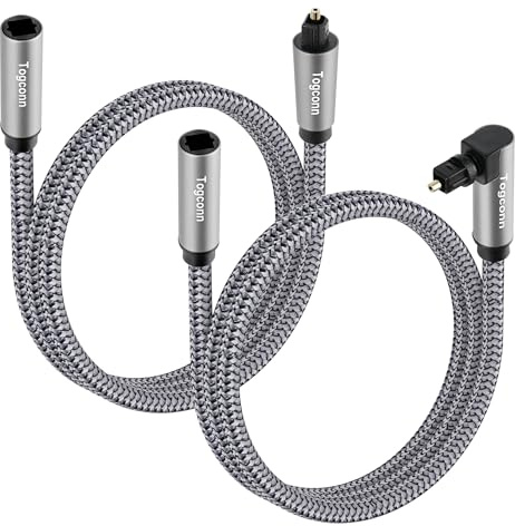 Togconn Optical Extension Cable Toslink Audio Coupler Cable 0.6 Feet 2Pk