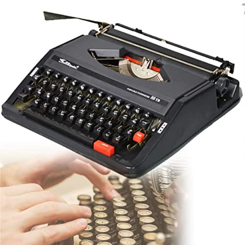CYMYYDS Retro Manuelle Schreibmaschine, Tragbare Altmodische Mechanische Schreibmaschine, Vintage Finish Antike Schreibmaschine, ideal für Kreatives Schreiben, Basteln, Briefe,Black
