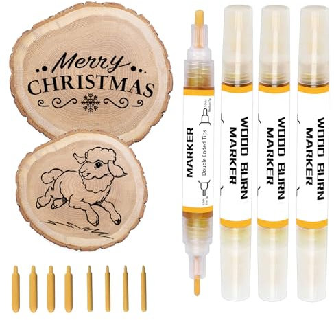 Kintsukuroi Lot de 4 marqueurs de combustion en bois pour brûler le bois, marqueur de pâte à bois double face, brûler avec précision et facilement des motifs sur le bois et l'artisanat, convient pour