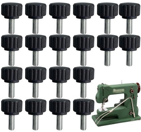 LEEQ Tête Moletée Filetée en Acier au Carbone - M4 x 10 mm Boulons de Poignée Moletés, Boutons de Vis à Serrage Manuel, Vis de Serrage Rondes Noires (20 PCS)