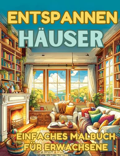 Entspannende Häuser: Malbuch für Erwachsene mit ruhigen, friedlichen und gemütlichen Räumen zur Entspannung und Stressbewältigung
