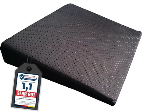 Tiga-Med Sitzkeilkissen Anti-Rutsch – extra fest & formstabil, Abnehmbarer waschbarer Baumwollbezug, ergonomische Sitzerhöhung 37×33 cm (7–1 cm) für Bürostuhl & Auto (Schwarz)