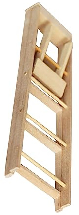UPKOCH Dollhouse Miniature Wooden Ladder 1:12 Scale Simulation Furniture for Mini House Decor and Fairy Garden Display