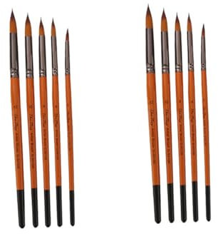 EXCEART 10stücke Teiliges Pinselset Mit Holzgriffen Professionelle Nylon-malwerkzeuge Für Öl Und Acrylmalerei Für Studenten Und Künstler Orange-rot Mit Schwarzem Spitzenende