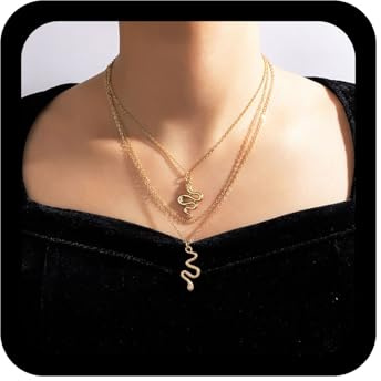 Wendalern Boho Schlange Tier Halskette Silber Schlange Anhänger Halskette Geschichtet Büroklammer Kette Kristall Perlen Choker Halskette Punk Schlange Halskette Kette Halloween Modeschmuck Für Frauen