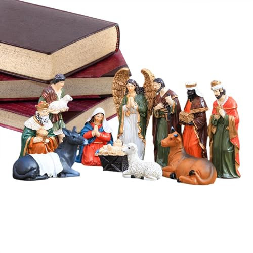 Krippenfiguren, Krippen-Sets, Kunstharz-Krippenfiguren, Basteln, Statue, Dekoration, lichtbeständig, Heilige Familie, Krippenszene für Wohnzimmer, Weihnachtsdekoration, Zuhause