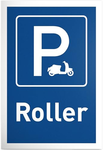 DankeDir! Parkplatz Roller - 30 x 20 cm Schild Kunststoff - Lustiges Hinweisschild für Rollerfahrer - Geschenkidee für Scooter-Besitzer - Wetterfeste Deko für Garage und Hof