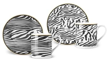 KARACA Zebra in Savanna Turkish Coffee Cup Set for 2 People - 4 Piece Coffee Cups with Saucers - Small Porcelain Espresso Cups Set - Ideal for Serving Arabic Coffee, Greek Coffee (100ml)