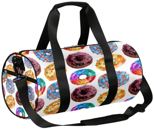 Doughnut Sweet Food Sports Gym Bag Duffel Bags Workout Lightweight Shoulder Weekender Bag Travel Duffel Bag for Men Women(Doughnut), Doughnut Sweet Food, 17.6(L) x 9(W) x 9(H) inch