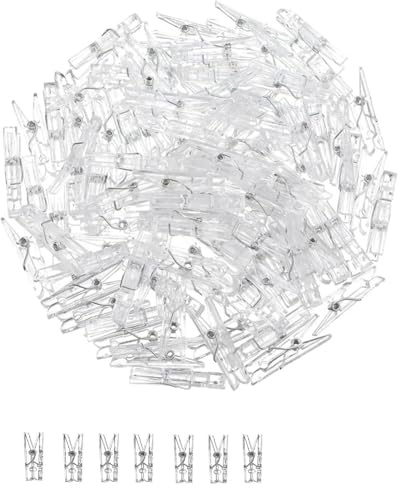ZMDMAH 100 Pièces Mini Pinces Transparentes, 2,5 x 0,3 cm Petites Pinces Photo Transparentes, Mini Pinces Décoratives pour Suspendre Photos, Cartes, Guirlande Lumineuse, DIY, Mariage, Fête