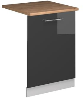 Vicco Façade de Lave-Vaisselle Fame-Line, Anthracite Haute Brillance, 60cm, PT Chêne, à Combiner avec d'autres modules de la série Fame-Line