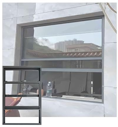 XLIHAWY Sliding Service Window, Concession Window for Food Trucks, Clear Vertical Slider Stand Screen Panel for Kitchen Bathroom Cafes(90x90CM)