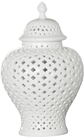Jarra de Jengibre, 6x6x11 Cerámico de Lujo Jarra de Jengibre Blanco con Tapa, jarrón de jarrones Huecos de la Red de Leche para la Fiesta en el hogar decoración de la Boda de la Oficina.