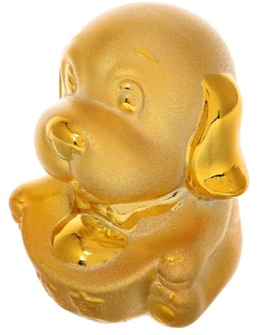 IMIKEYA Keramik Sparschwein in Hundeform für Kinder Goldfarbene Spardose mit Einfachem Zugriff als Niedliche Desktop Dekoration und Geldspartopf