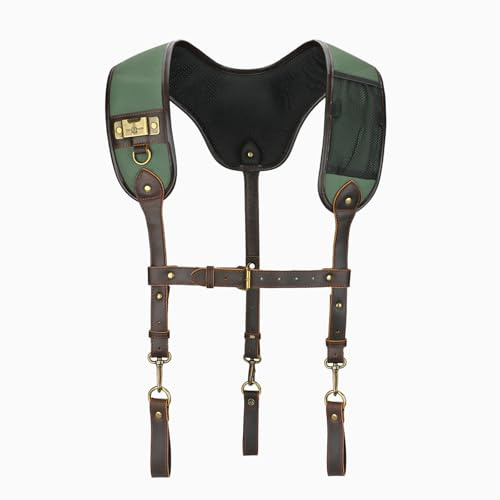TOURBON Werkzeuggürtel aus Canvas und Leder mit Hosenträgern für Schreiner, verstellbare Arbeitsschutzhose, gepolsterter Elektriker-Harnisch