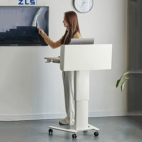 Mobiler Laptop-Rednerpult-Podiumständer, höhenverstellbare Podiumskanzeln, tragbares Standpodium mit Rädern, Sitz-Steh-Schreibtisch für Klassenzimmer, Büro, Kirche, De