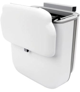 BigKing Cubo de basura plegable de cocina para colgar, con tapa deslizante, 10 l, cesta plegable para residuos, dos formas de abrir, tres métodos de instalación, para asientos de coche, cocinas y