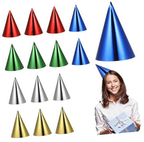 MAGICLULU 15 Pezzi Cappellini da Festa Compleanno da Coni Colorati con Elastico Decorazioni Festive per Compleanni e Feste Famiglia Adatti Età Atmosfera