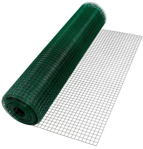 CABLEPELADO – Malla Metálica Recubierta para Cercados, Rollo de 5 Metros, Cuadro 1.9 x 1.9 cm, Altura 29 cm, Rejilla de Acero con PVC, Verde, Resistente a la Intemperie y Fácil de Cortar