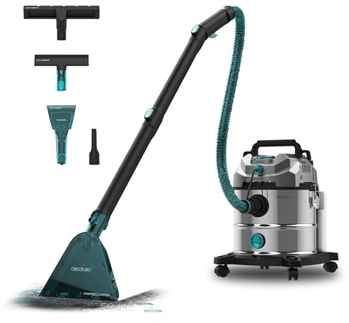 Cecotec Aspirador Sólidos, Líquidos, Tapicerías y Alfombras con Cable Conga CarpetClean 20000 Pro Ultra. 1600W, 21kPa de Potencia, Función 2 en 1, Capacidad 20L, Kit Accesorios, Radio de Acción 7m