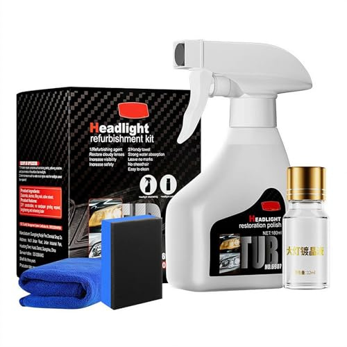 Headlight Restoration Kit, 2025 New Automotive Headlamp Restoration Fluid Kit, Head Light Restoring Kits Spray, Headlight Lens Cleaner and Restorer Kits, Improve Nighttime Visibility