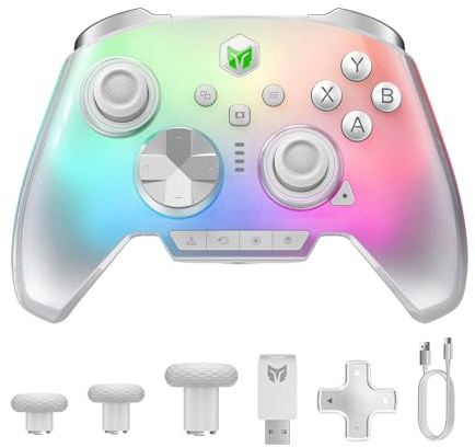 BIGBIG WON Rainbow 3 Wireless Controller 2000Hz Polling Rate Capacitive Joystick 16 Mechanical Keys 14 Custom RGB Lights 6-Axis Gyro Sensor Switchable Hall/Micro-switch Trigger 3.5mm Audio Jack Gamepad for PC/Switch2/iOS/Android