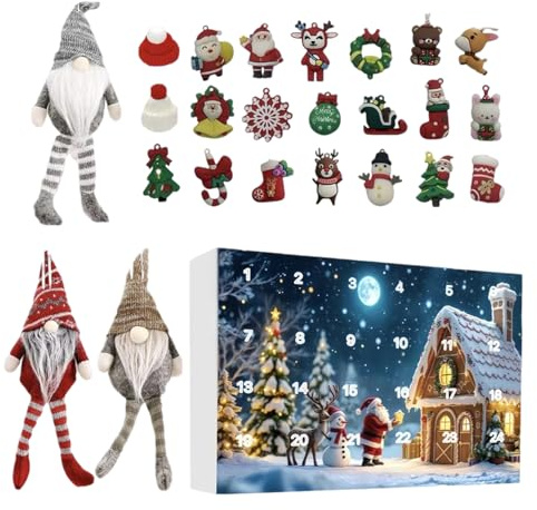 xowwyue Calendrier De L Avent,Set de Compte à Rebours Gnome 24 Jours - Jouet Festif pour Fête Festival Activités Familiales - Enfant Garçon Fille