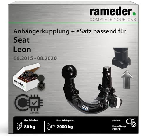 Anhängerkupplung abnehmbar Oris passend für Seat Leon III Typ 5F/5F1 Baujahr: 2015-2020 inkl. 13 poligem spezifischen CAN-Bus Elektrosatz | rameder. Komplettsatz - AK41_F4B