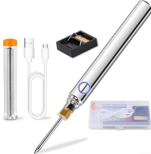 Soldering Iron, Portable USB Rechargeable 15W Wireless Tool for DIY Repairs, Premium Lithium Battery Electric Welding Pen Set(White)