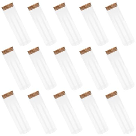 ANDRESLAD 40 Provette in Vetro Borosilicato Trasparente da 30 Ml con Tappo di Sughero, Tubi con Fondo Piatto per Decorazioni Fai da Te, Bomboniere e Conservazione Domestica