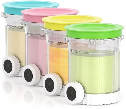 Set de 4 Recipientes para Helado 480 ml Compatible con NC700 / NC701 | Tarrinas Helado Sin BPA con Tapa, Resistentes de -30°C a 150°C, Reutilizables para Helado, Sorbete, Smoothie y Postres
