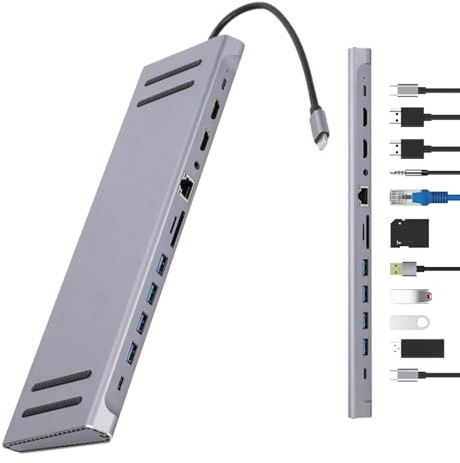 Estación De Acoplamiento PC Adaptador USB C Y Hub Expansión De Alta | Dock USB Hub De Expansión Con Base Acoplamiento Y Extensor Pc, Compatible Con Múltiples Ordenadores Sobremesa, Portá
