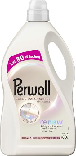 Perwoll Renew Color-Waschmittel für Helles (80WL) Waschmittel flüssig | Spezialwaschmittel mit Dreifach-Renew-Technologie reinigt sanft & erneuert helle & weiße Fasern und Farben, für Duft wie neu