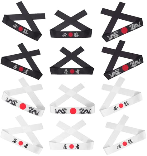 HEATSHAKING Bandeaux Japonais en Tissu Confortable Lot de 12 Style Moderne Taille Unique pour Sports de Karaté et Décorations de Fête Accessoires Cosplay Garçons Filles