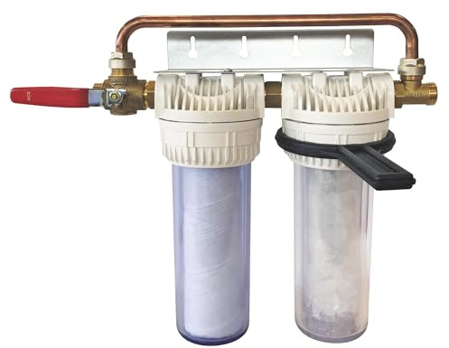 Aquawater, 104966, estación de filtro doble con cartuchos de filtración y anti -ilimestona/anti -corrrosión, duración de los cartuchos: 12 meses, fabricación francesa