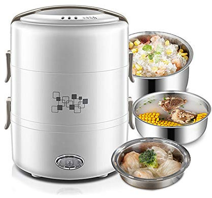 DAMAI Scaldavivande Portavivande Elettrico Lunch Box Portatile Acciaio Inox per Campeggio Casa Ufficio,2L