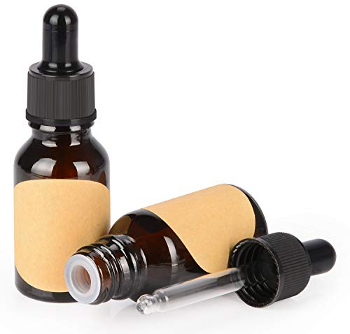 stonylab 15 ml 2er-Pack Glas-Tropfflaschen, Braun Leere Flasche mit Glastropfer, Innenstopfen und Etikett für Laborlösungen