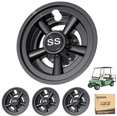 10L0L Golfwagen Radkappen Radkappen für Yamaha EZGO Club Car 8 Zoll Snap-on Installation Schwarz 4 Stück