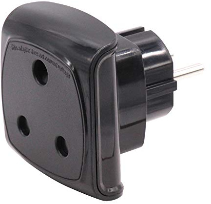 Südafrika 3-poliger Großer Stecker Typ M Adapter (Nicht für indische 3-polige Typ D-Stecker) Konvertiert in 2-polige EU-Steckdose/Deutschland Steckdose mit Sicherheitsverschluss (1 Stück Schwarz)