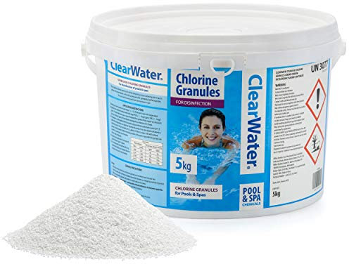 Clearwater Chlorine Granules for Hot Tub Spa and Swimming Pool Water Treatment for Rapid Disinfecting and Cleaning, Pail, 5 kg, White
