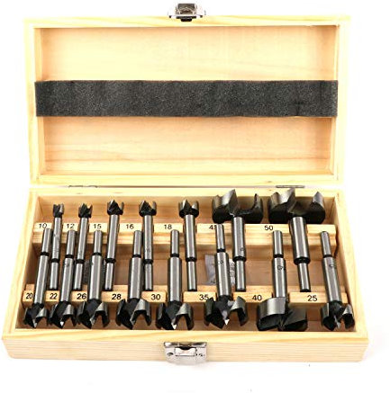 ybaymy 15Pcs Wood Drill Bit Set, 10-50mm Carbon Steel Forstner Drill Bits for Wood, Forstner Drill Bit Set, Hole Cutter Drill Bit Sets, Professional Woodworking Hole Saw Boring Bit