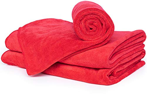 cosey - 3er Pack, Flauschiges Mikrofaser-Handtuch Größe S, 40x60cm, rot