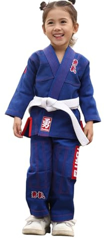 FLUORY Sports Kids BJJ GI Lightweight Youth Children’s Girls Brazilian Jiujitsu Gi Kimono Preshrunk Soft Pearl