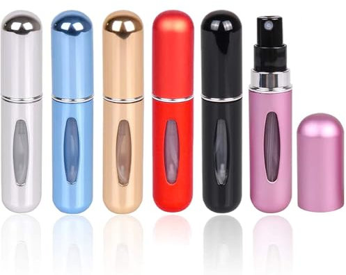 VEGCOO 6PCS Atomizador Perfume Recargable, Mini Botella de Perfume Portátil, Pulverizador Colonia Recargable Botella Vacío Pulverizador Viaje 5ml
