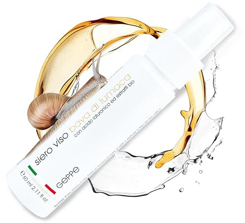 Siero Viso Bava di Lumaca 70% e Acido Ialuronico BIO 60 ml | Gel per Pelli Miste e Grasse, Siero Antirughe con Effetto Anti-Lucidità, Assorbimento Rapido, Made in Italy