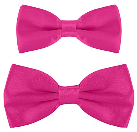 DonDon pajarita padre-hijo con look a juego, ya atada y ajustable - Rosa Fucsia