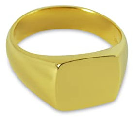 Herren Ring Gold Siegelring eckig aus Echtgold vergoldetem 925 Sterling Silber massiv matt gebürstet für Gravur geeignet | Männerschmuck aus Deutschland mit Geschenkverpackung (58)