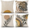 ASDCXZ Boho Kissenbezug 40x40 cm 4er Set, Modern Abstrakt Kunst Blätter Sonne Beige Sofa Kissen Bezug Dekokissen Kissenbezüge Kissenhülle Waschbar Polyester Flachs Textil Outdoor Kopfkissenbezug